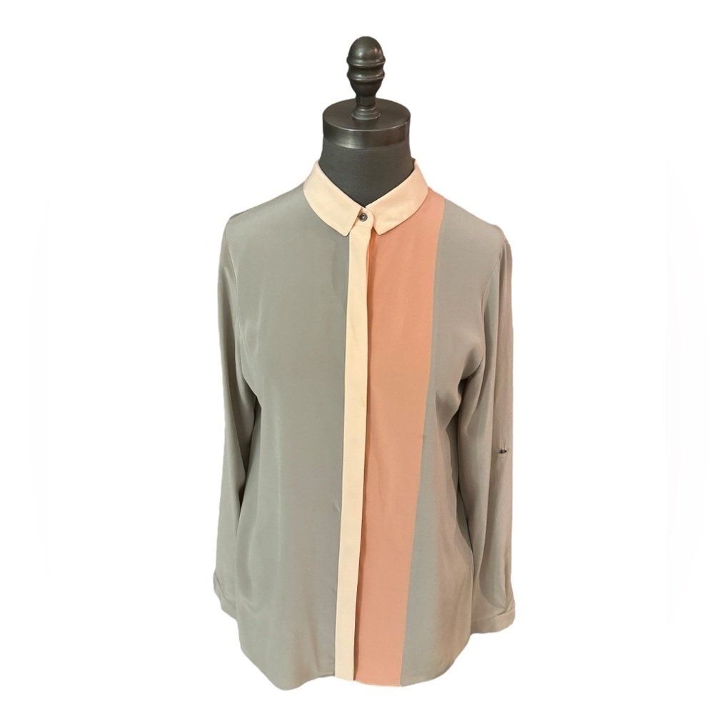 Elie Tahari Silk Colorblock Blouse Size Small